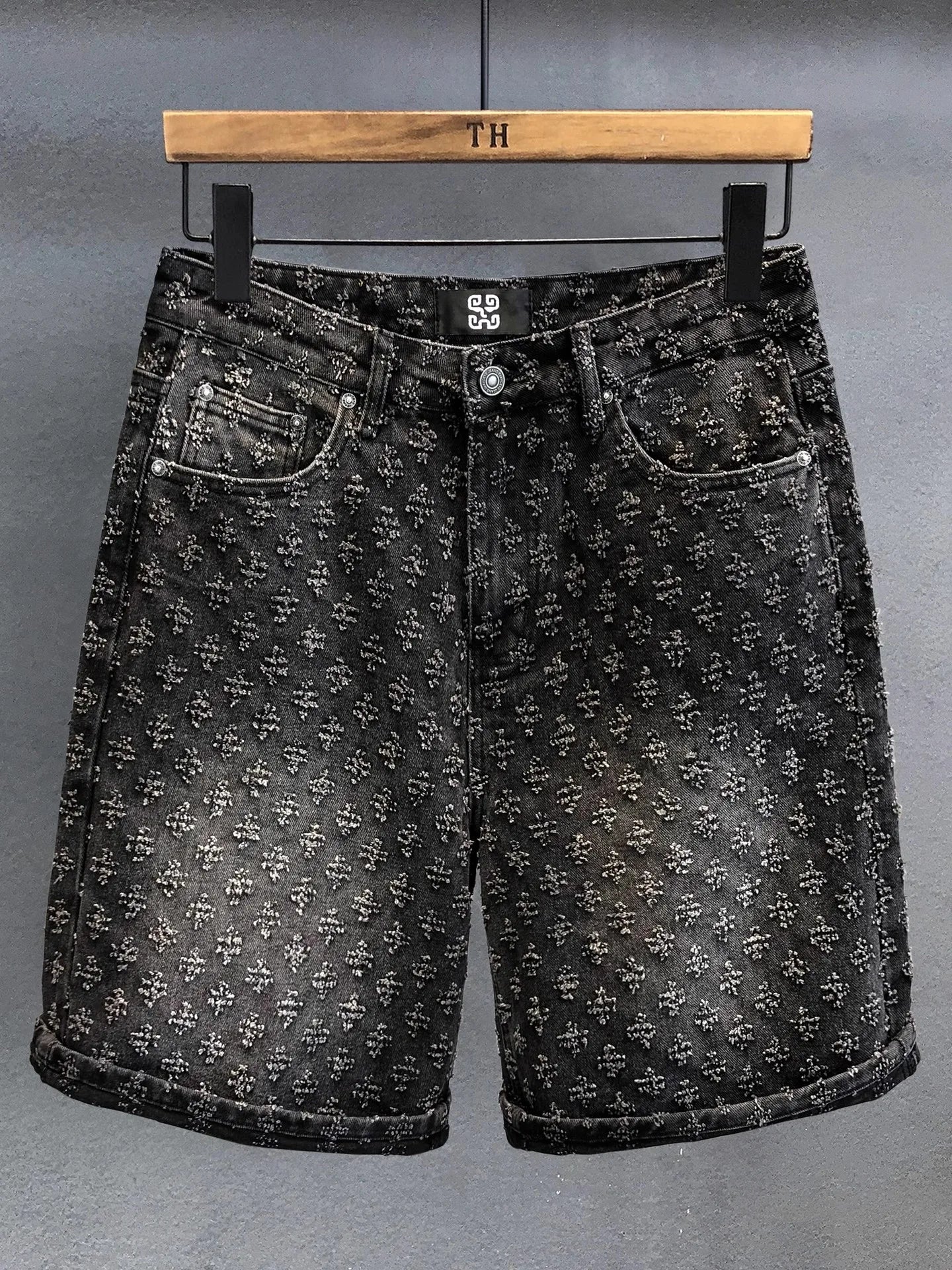 Y2K Jacquard Denim Shorts – American Retro Style