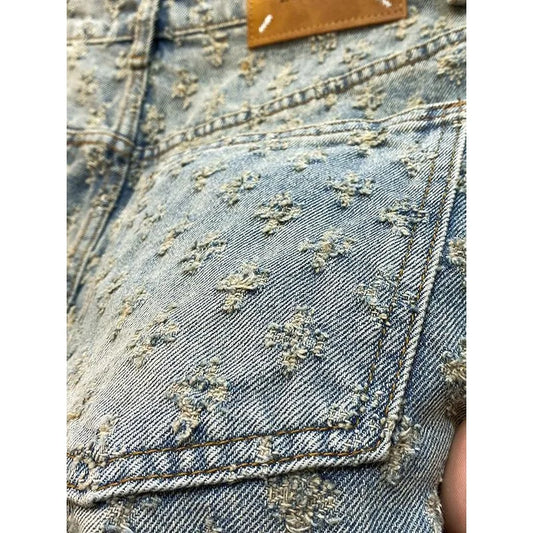 Y2K Jacquard Denim Shorts – American Retro Style