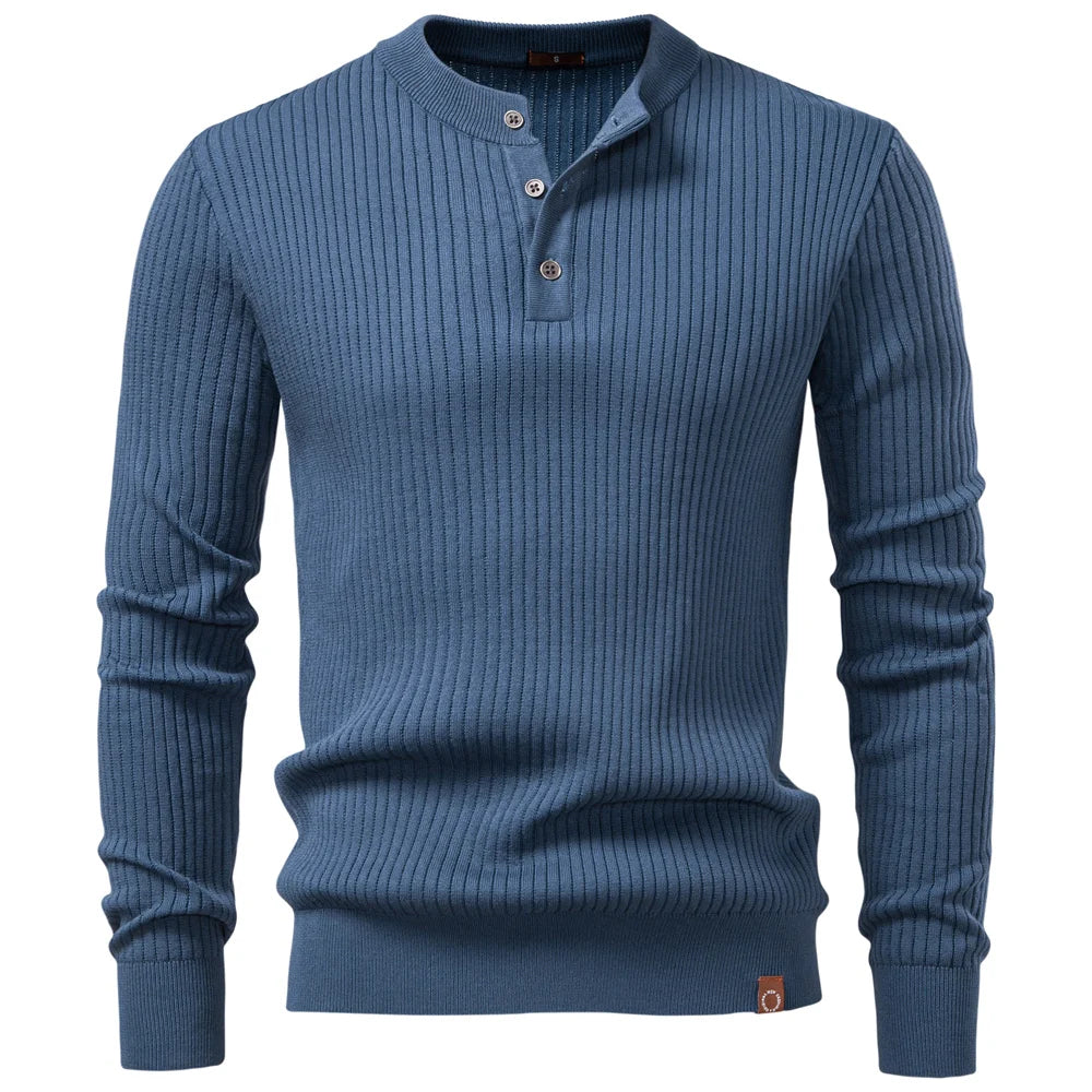 Minimalist Long-Sleeve Polo – Premium Ribbed Knit