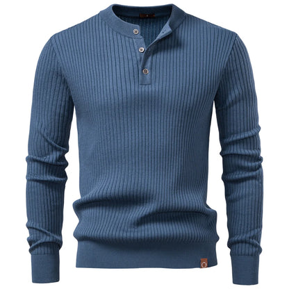 Minimalist Long-Sleeve Polo – Premium Ribbed Knit
