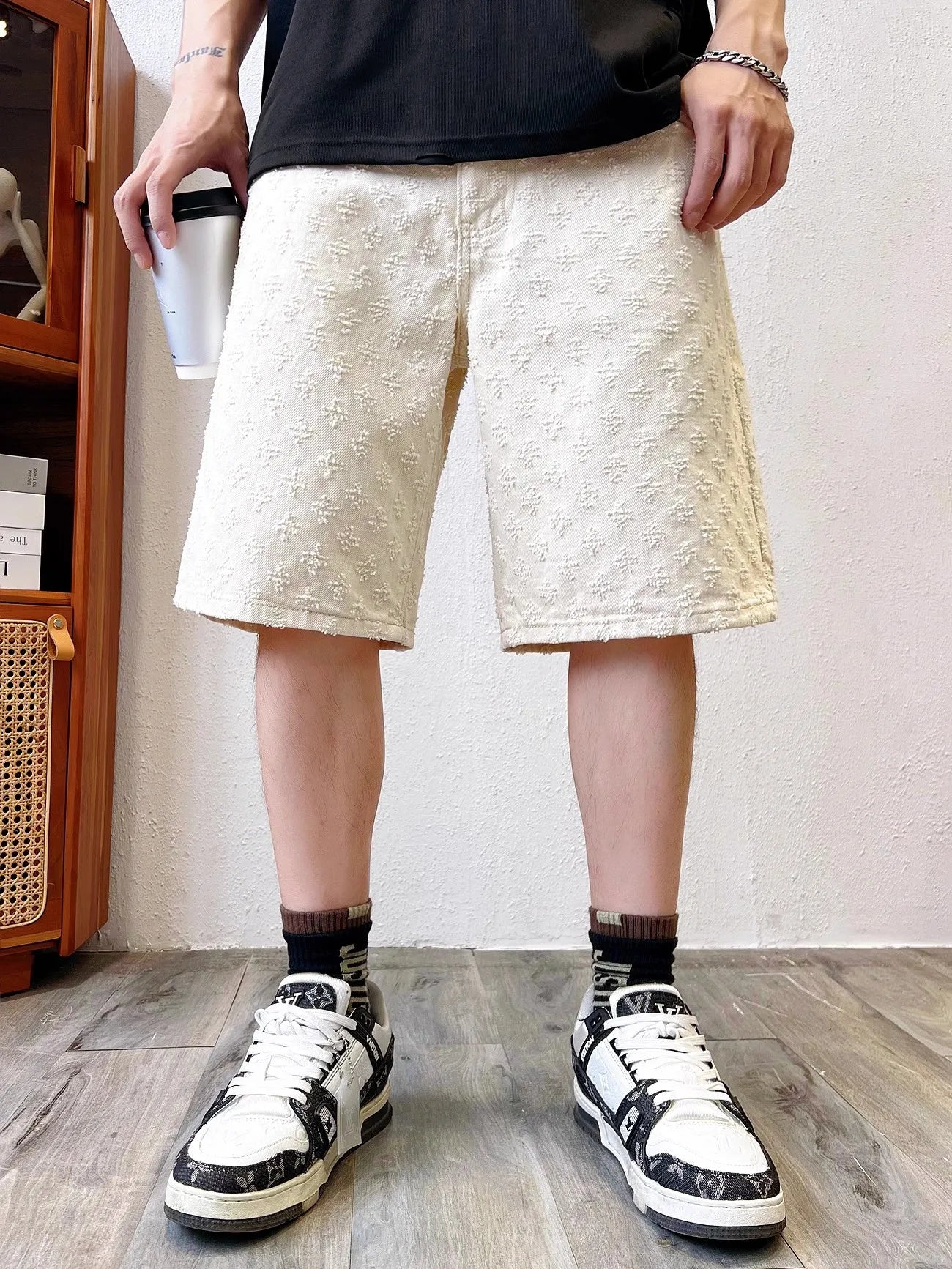 Y2K Jacquard Denim Shorts – American Retro Style