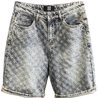 Y2K Jacquard Denim Shorts – American Retro Style