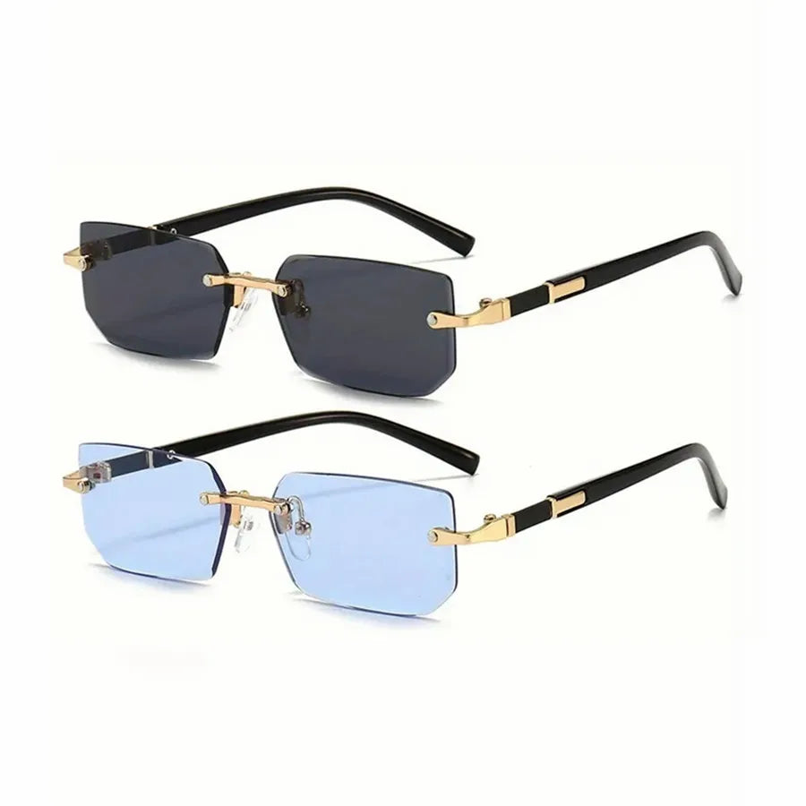 Rimless Rectangular Sunglasses – Unisex Minimalist Style