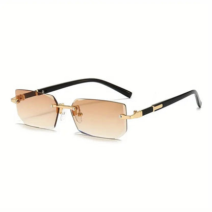Rimless Rectangular Sunglasses – Unisex Minimalist Style
