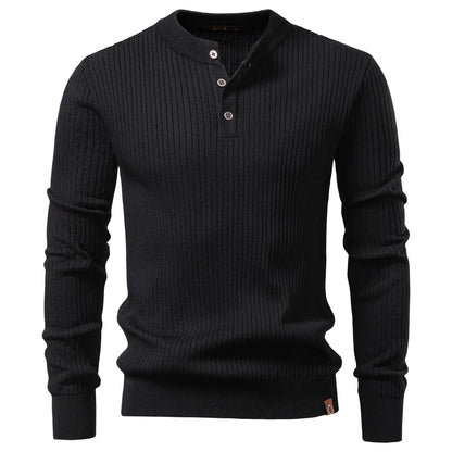 Minimalist Long-Sleeve Polo – Premium Ribbed Knit