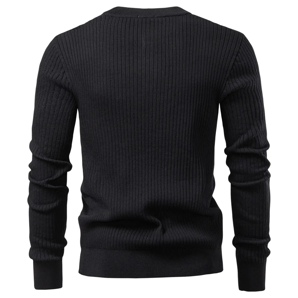 Minimalist Long-Sleeve Polo – Premium Ribbed Knit