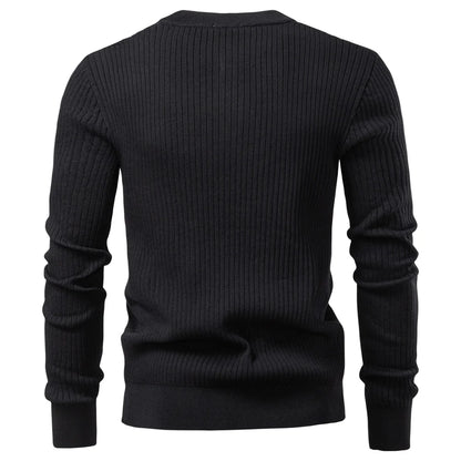 Minimalist Long-Sleeve Polo – Premium Ribbed Knit