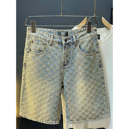 Y2K Jacquard Denim Shorts – American Retro Style