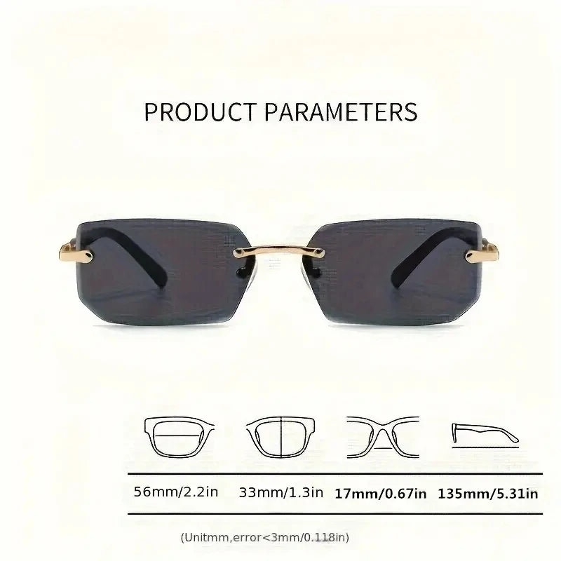 Rimless Rectangular Sunglasses – Unisex Minimalist Style