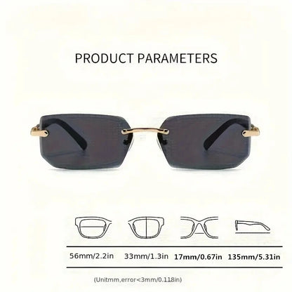 Rimless Rectangular Sunglasses – Unisex Minimalist Style