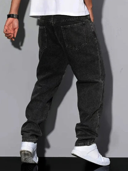 Black and Gray Vintage Straight-Leg Jeans – Y2K Style