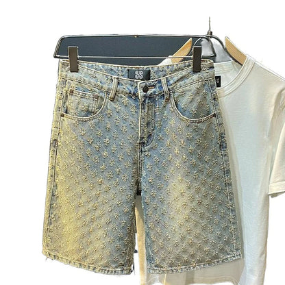 Y2K Jacquard Denim Shorts – American Retro Style