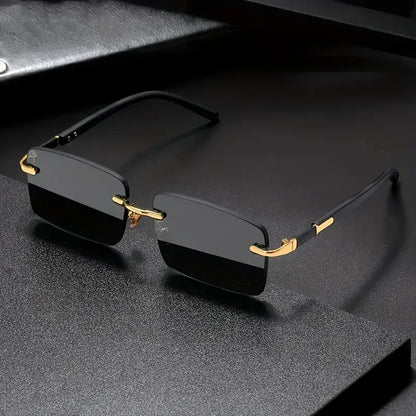 Rimless Rectangular Sunglasses – Unisex Minimalist Style