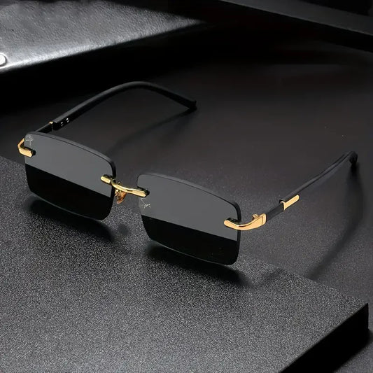 Rimless Rectangular Sunglasses – Unisex Minimalist Style