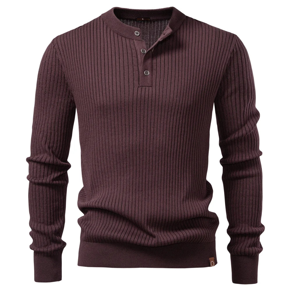 Minimalist Long-Sleeve Polo – Premium Ribbed Knit