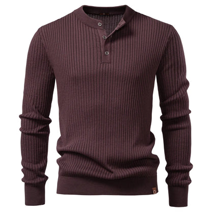 Minimalist Long-Sleeve Polo – Premium Ribbed Knit