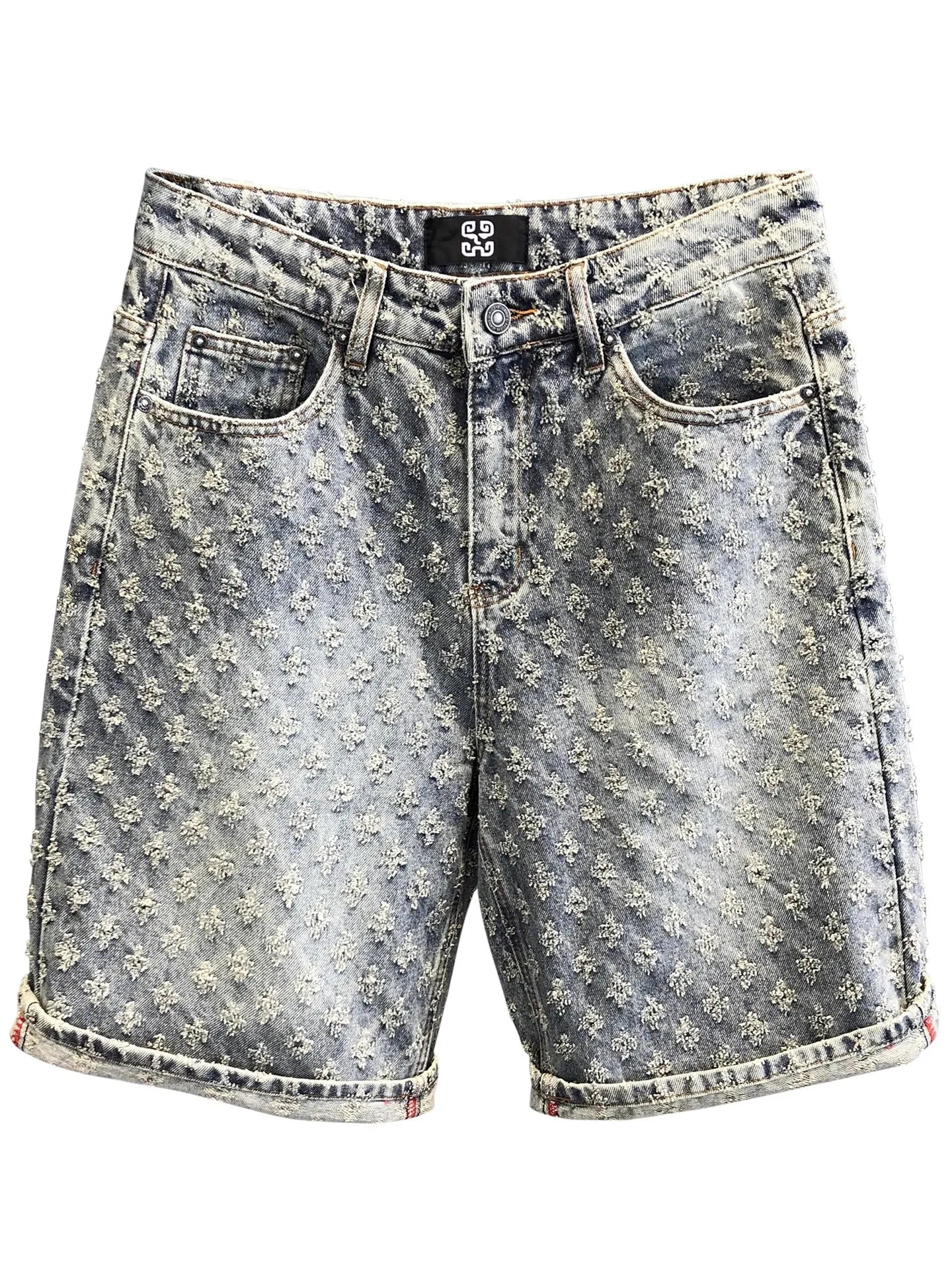 Y2K Jacquard Denim Shorts – American Retro Style