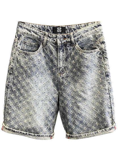 Y2K Jacquard Denim Shorts – American Retro Style