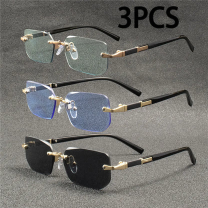 Rimless Rectangular Sunglasses – Unisex Minimalist Style