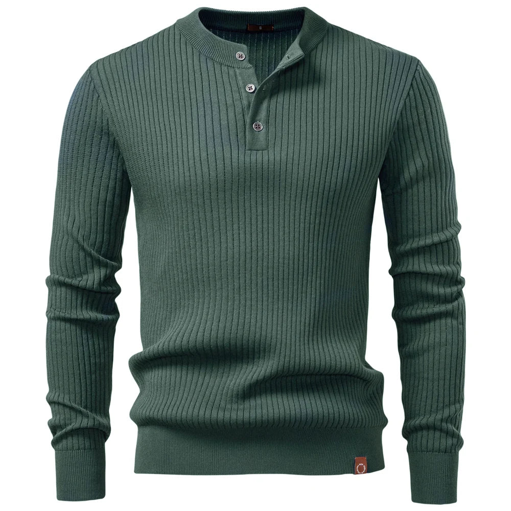 Minimalist Long-Sleeve Polo – Premium Ribbed Knit