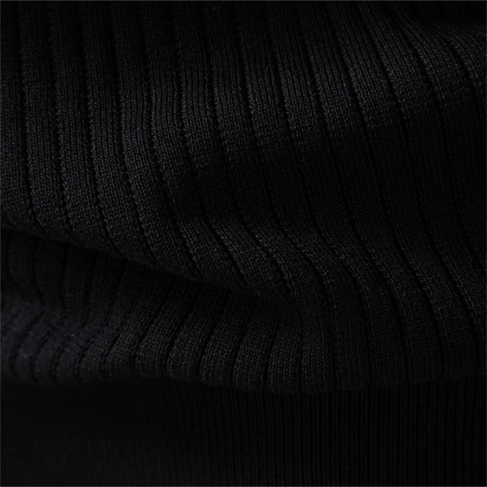 Minimalist Long-Sleeve Polo – Premium Ribbed Knit