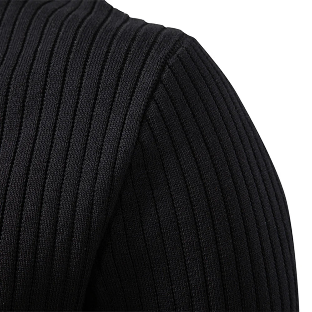 Minimalist Long-Sleeve Polo – Premium Ribbed Knit
