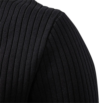 Minimalist Long-Sleeve Polo – Premium Ribbed Knit