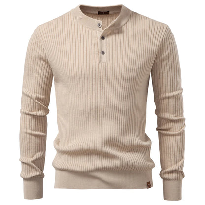 Minimalist Long-Sleeve Polo – Premium Ribbed Knit
