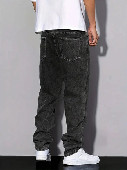 Black and Gray Vintage Straight-Leg Jeans – Y2K Style