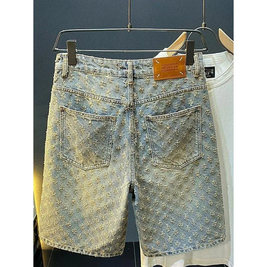 Y2K Jacquard Denim Shorts – American Retro Style