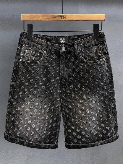 Y2K Jacquard Denim Shorts – American Retro Style