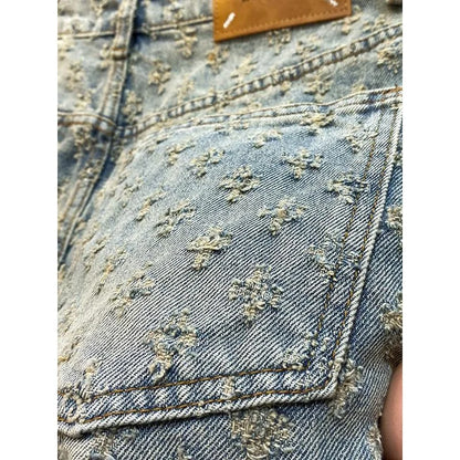Y2K Jacquard Denim Shorts – American Retro Style